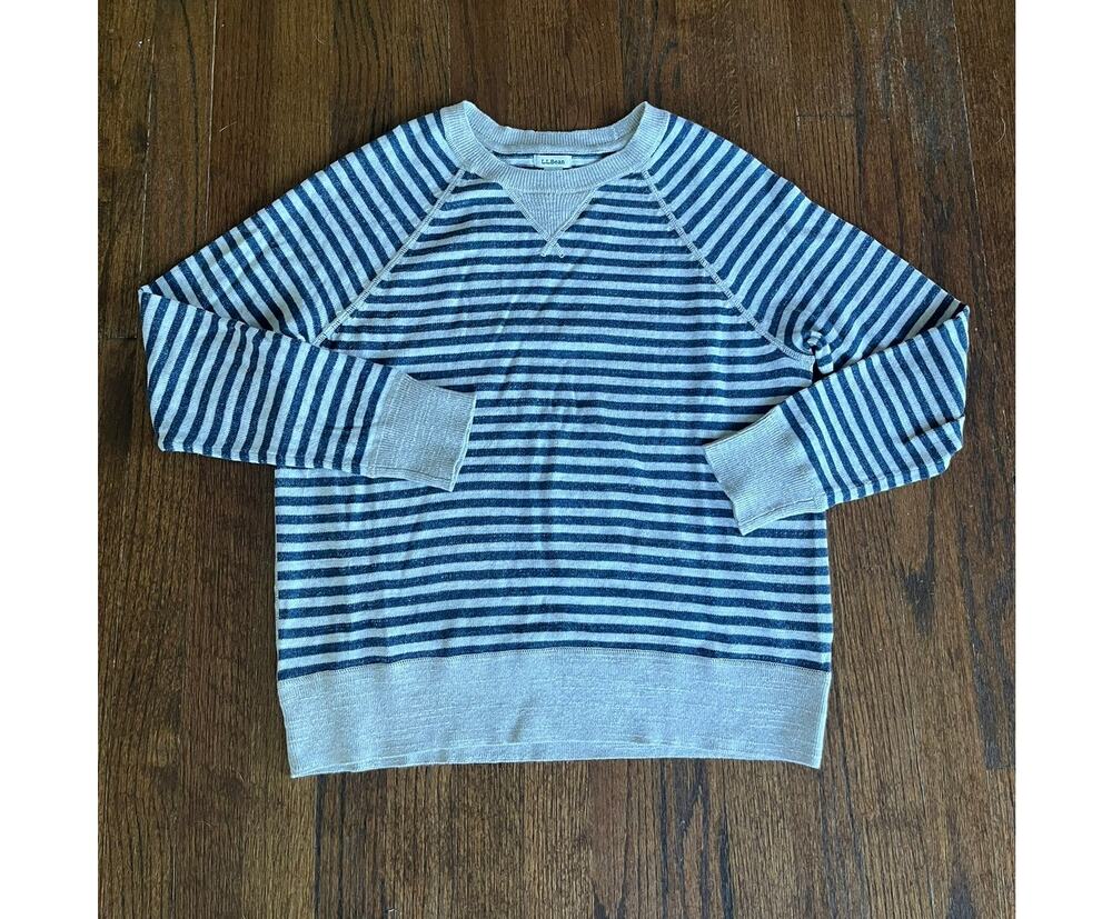 LL Bean Organic Cotton Stripe Sweater, Small, EUC